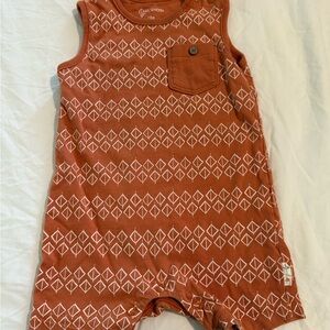 Mac & Moon Terracotta Geometric Romper 12m